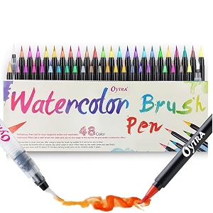 oytra brush pen set of 48 for sketching colouring painting calligraphy drawing mandala journaling doodle art and craft supplies for artists professionals adults multicolor