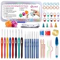 Oytra Crochet Kit 52 Pieces for Beginners with Ergonomic Hooks Knitting Needles Stitch Markers Yarn Needles & Accessories Starter Kit for Adults Kids & DIY Craft Lovers