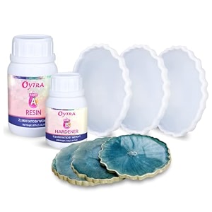 oytra resin art kit coaster making materials diy casting set combo round silicone mould epoxy resin liquid craft for beginners gift artists professionals