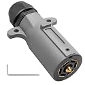Oyviny RV 7 Pin Trailer Plug with IP68 Waterproof Seal, Detachable 7 Way Round RV-Style Trailer Side Connector 7 Point Trailer Wiring Plug