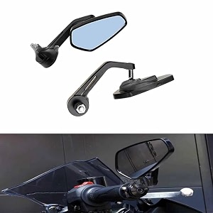 bike handle bar rear view mirror side fancy mirror black set of 2 compatible for suzuki gixxer sf 250