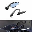 Bike Handle Bar Rear View Mirror Side Fancy Mirror Black Set of 2 Compatible for Suzuki Gixxer SF 250