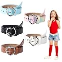 OZIO 5 Pcs Girls Belt Cute Heart Shape With Metal Buckle Elastic Stretch Adjustable Waist Belt for Girl Dress Pants Jeans