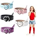 OZIO 5 Pcs Girls Belt Cute Heart Shape With Metal Buckle Elastic Stretch Adjustable Waist Belt for Girl Dress Pants Jeans