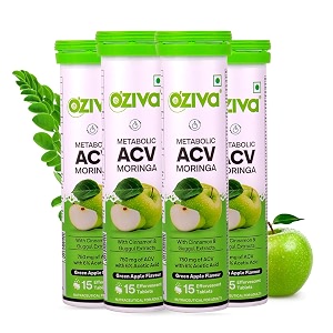 oziva acv moringa apple cider vinegar tablets green apple pack of 4