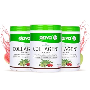 oziva vegan collagen powder skin hair amp nails biotin guava glow 200g
