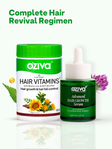 oziva hair vitamins with biotin  ironfor hair regrowth  advanced hair growth serum 280 g
