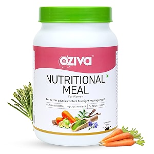 oziva nutritional meal women high in protein with ayurvedic herbs like shatavari brahmiginseng flax seeds for weight management meal replacement shake chocolate1kg