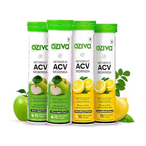 oziva acv moringa 15 effervescent green apple amp lemon masala pack of 4