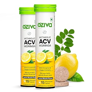 oziva acv moringa apple cider vinegar tablets lemon masala pack of 2