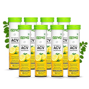 oziva acv moringa apple cider vinegar tablets lemon masala pack of 8
