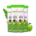 OZiva ACV Moringa | Control Cravings I Apple Cider Vinegar, Cinnamon, Guggul I No Maltodextrin & No Added Sugar I 15 Effervescent Tablets - Green Apple, Pack of 4 (60 Tablets)