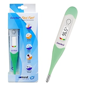digital thermometer with flexible tip  fever alarm amp beep function  waterproof amp 10 seconds fast reading for kids amp adults white stainless steel