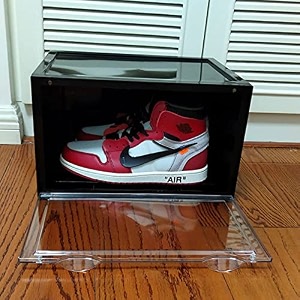 ozoy multipurpose 1 pack sneaker containers bins shoe storage box clear plastic stackable shoe organizer for closet space saving foldable shoe sneaker containers pack of 1 black