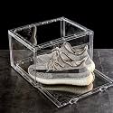 Ozoy Multipurpose 1 Pack Sneaker Containers Bins, Shoe Storage Box, Clear Plastic Stackable Shoe Organizer for Closet, Space Saving Foldable Shoe Sneaker Containers (PACK OF 1, WHITE-TRANSPARENT)
