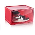 Ozoy Multipurpose 1 Pack Sneaker Containers Bins, Shoe Storage Box, Clear Plastic Stackable Shoe Organizer for Closet, Space Saving Foldable Shoe Sneaker Containers (PACK OF 1, RED)