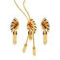 P.C Chandra Jewellers 22KT(916) Yellow Gold Tribal Fashion Inspired Tie Chain Set With Earrings