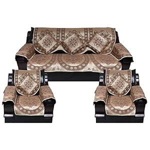 17 pc cotton ambi printed sofa cover set of 5 seater 311 with cushion cover 16x16 set of 5 - wine purplewhite