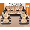 6 Pc Cotton Ambi Printed Set of 5 Seater (3+1+1) Sofa Cover (Yellow, Mustard)