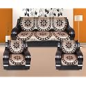 6 Pc Cotton Ambi Printed Set of 5 Seater (3+1+1) Sofa Cover (Coffee, Dark Brown)