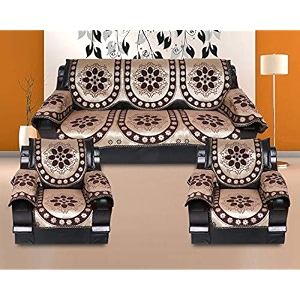 cotton ambi printed 5 seater paisley sofa cover with 6 arm set of 12 pc brown coffee dark brown