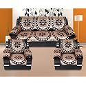 Cotton Ambi Printed 5 Seater Paisley Sofa Cover with 6 Arm (Set of 12 Pc, Brown, Coffee, Dark Brown)