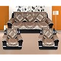 Cotton Ambi Printed Sofa Cover with Cushion Cover Set of 5 Seater (3+1+1, 16x16, 17 Pieces, Beige, Cream, Off White)