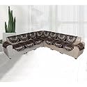 Sofa Covers for L Shape Sofa Set. 7 Pcs Sofa Slipcovers for 4 + 3 Seaters Sectional Chaise Slipcover Brown Polycotton