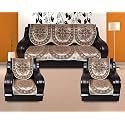 Velvet Cotton Ambi Printed Paisley Sofa Set of 5 Seater (3+1+1, Beige, Cream, Off White, 6 Pieces)