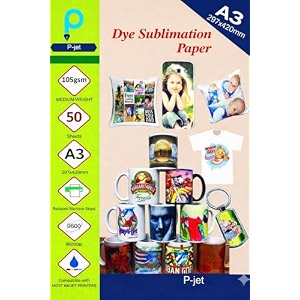 p-jet sublimation paper heat transfer paper sheets a3 50 sheets 297x420mm 110 gsm  for t-shirt fabric mug printing  for epson hp canon inkjet printer  only use sublimation ink  50 sheets 