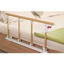 P.M.P.S. 4-Bar Wood Grain Aluminium Bed Gurad Safety & Assisting Rail Collapsible on Bed | No Drilling, Self-Installation | 1 Side Only for Elderly at Home Size L 86 x H 36 cm (Wood Grain)