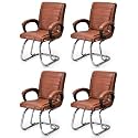 Comfortable Seating Solution for Offices, Waiting Rooms, and Homes Without Wheel Chair Indoor &amp; Outdoor Chair (4, Brown, Double Pipe Chrome Steel Frame)