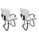 Comfortable Seating Solution for Offices, Waiting Rooms, and Homes Without Wheel Chair Indoor &amp; Outdoor Chair (2, White, Powder Coated Double Pipe Frame)