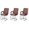 P P CHAIR Comfortable Seating Solution for Offices, Waiting Rooms, and Homes Without Wheel Chair Indoor &amp; Outdoor Chair (3, Tan, Double Pipe Chrome Steel Frame)
