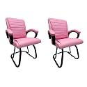 Comfortable Seating Solution for Offices, Waiting Rooms, and Homes Without Wheel Chair Indoor &amp; Outdoor Chair (2, Pink, Powder Coated Double Pipe Frame)