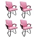 Comfortable Seating Solution for Offices, Waiting Rooms, and Homes Without Wheel Chair Indoor &amp; Outdoor Chair (4, Pink, Powder Coated Double Pipe Frame)