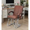 Comfortable Seating Solution for Offices, Waiting Rooms, and Homes Without Wheel Chair Indoor &amp; Outdoor Chair (1, Tan, Double Pipe Chrome Steel Frame)