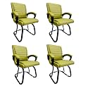 Comfortable Seating Solution for Offices, Waiting Rooms, and Homes Without Wheel Chair Indoor &amp; Outdoor Chair (4, Green, Powder Coated Double Pipe Frame)