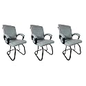 P P CHAIR Comfortable Seating Solution for Offices, Waiting Rooms, and Homes Without Wheel Chair Indoor &amp; Outdoor Chair (3, Grey, Powder Coated Double Pipe Frame)