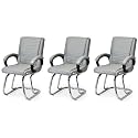 P P CHAIR Comfortable Seating Solution for Offices, Waiting Rooms, and Homes Without Wheel Chair Indoor &amp; Outdoor Chair (3, Grey, Double Pipe Chrome Steel Frame)