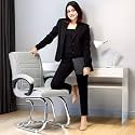 Comfortable Seating Solution for Offices, Waiting Rooms, and Homes Without Wheel Chair Indoor &amp; Outdoor Chair (1, Grey, Double Pipe Chrome Steel Frame)