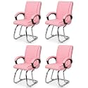 Comfortable Seating Solution for Offices, Waiting Rooms, and Homes Without Wheel Chair Indoor &amp; Outdoor Chair (4, Pink, Double Pipe Chrome Steel Frame)
