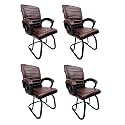Comfortable Seating Solution for Offices, Waiting Rooms, and Homes Without Wheel Chair Indoor &amp; Outdoor Chair (4, Coffee, Powder Coated Double Pipe Frame)