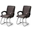Comfortable Seating Solution for Offices, Waiting Rooms, and Homes Without Wheel Chair Indoor &amp; Outdoor Chair (2, Coffee, Double Pipe Chrome Steel Frame)