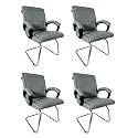 Comfortable Seating Solution for Offices, Waiting Rooms, and Homes Without Wheel Chair Indoor &amp; Outdoor Chair (4, Grey, S Type Frame)