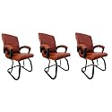 P P CHAIR Comfortable Seating Solution for Offices, Waiting Rooms, and Homes Without Wheel Chair Indoor &amp; Outdoor Chair (3, Brown, Powder Coated Double Pipe Frame)