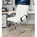 Comfortable Seating Solution for Offices, Waiting Rooms, and Homes Without Wheel Chair Indoor &amp; Outdoor Chair (1, White, Double Pipe Chrome Steel Frame)