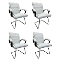 Comfortable Seating Solution for Offices, Waiting Rooms, and Homes Without Wheel Chair Indoor &amp; Outdoor Chair (4, White, S Type Frame)