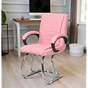 Comfortable Seating Solution for Offices, Waiting Rooms, and Homes Without Wheel Chair Indoor &amp; Outdoor Chair (1, Pink, Double Pipe Chrome Steel Frame)