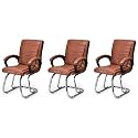 P P CHAIR Comfortable Seating Solution for Offices, Waiting Rooms, and Homes Without Wheel Chair Indoor &amp; Outdoor Chair (3, Brown, Double Pipe Chrome Steel Frame)